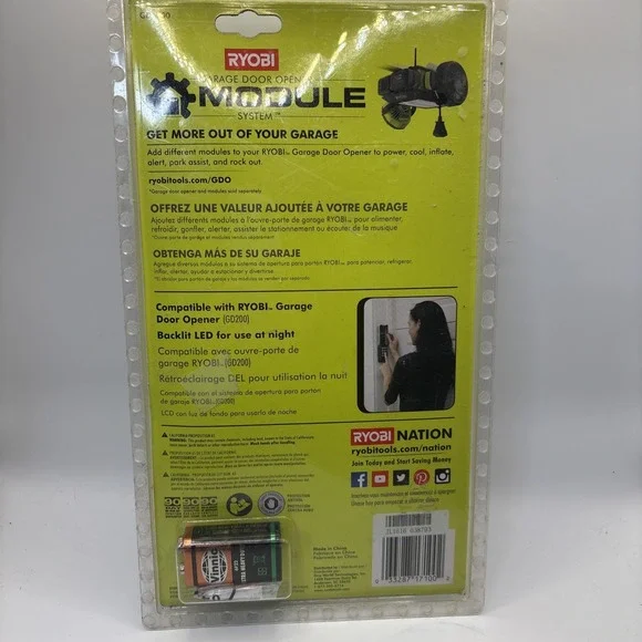Ryobi Garage‎ Door Outdoor Keypad GDA300 Module System Gray/Black NEW